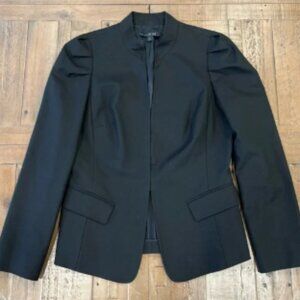 Lafayette 148 New York black band neck fitted cotton blazer jacket women’s 8